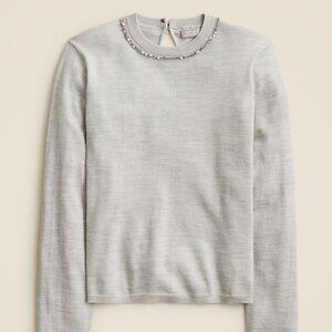 J. Crew Carolyn embellished fitted crewneck sweater in merino wool Size XS